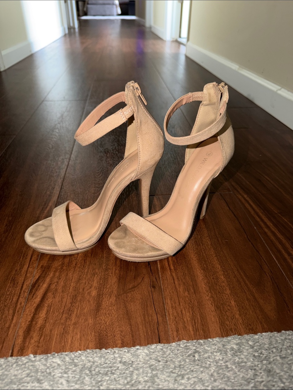 Ankle Strap High Heel Sandals - Nude